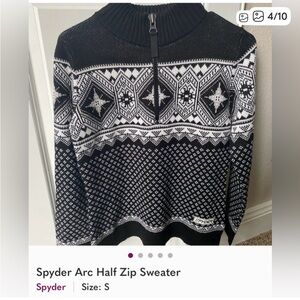 ‼️‼️SOLD‼️‼️Spyder Black and White Geometric Half Zip Sweater